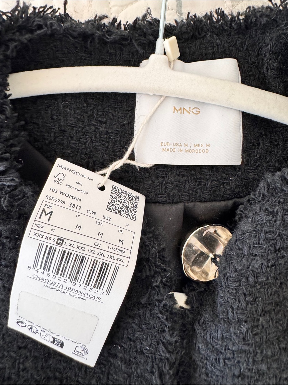 NWT Mango Black Tweed Jacket with Pockets size M - Picture 2 of 2